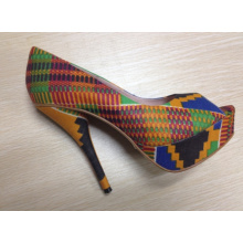 New African Printed Fabrics Fashion High Heel Shoes (HCY02-1357)